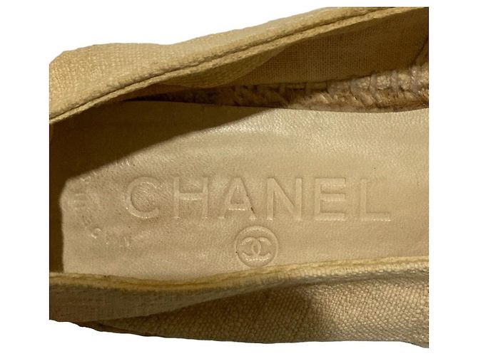 Chanel Espadrille Flache Schuhe Schwarz Beige Roh - Ansicht 11