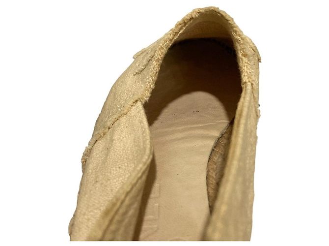 Chanel Espadrille Flache Schuhe Schwarz Beige Roh - Ansicht 12