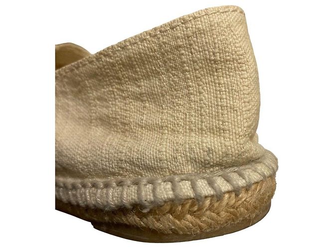 Chanel Espadrille Flache Schuhe Schwarz Beige Roh - Ansicht 14