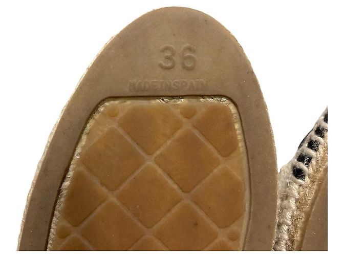 Chanel Espadrille Flache Schuhe Schwarz Beige Roh - Ansicht 19