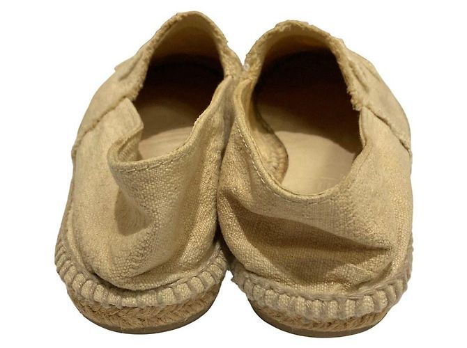 Chanel Espadrille Flache Schuhe Schwarz Beige Roh - Ansicht 8