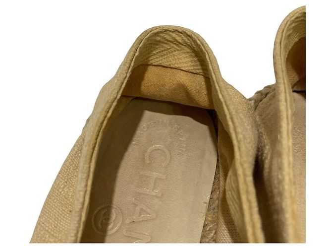 Chanel Espadrille Flache Schuhe Schwarz Beige Roh - Ansicht 9
