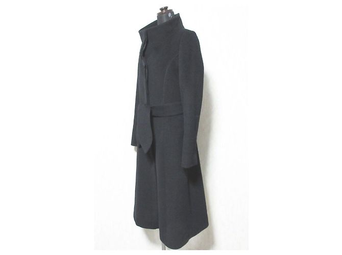 Autre Marque Vanilla Confusion Angora-Mantel mit Gürtel Schwarz - Ansicht 3