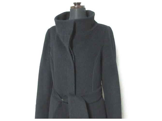 Autre Marque Vanilla Confusion Angora-Mantel mit Gürtel Schwarz - Ansicht 4