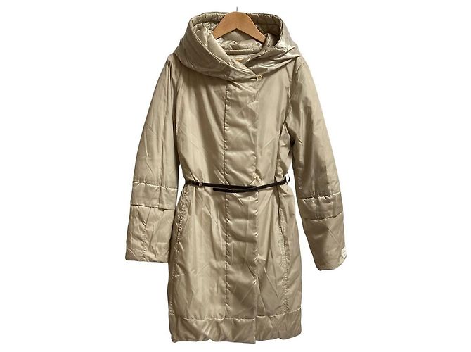 Max Mara The Cube Casaco Longo Reversível de Lã Bege - vista 9