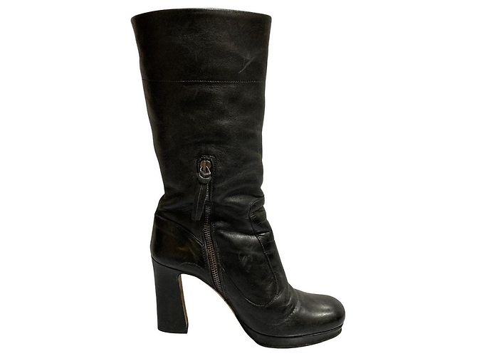Miu Miu Leder Stiefeletten Schwarz - Ansicht 11