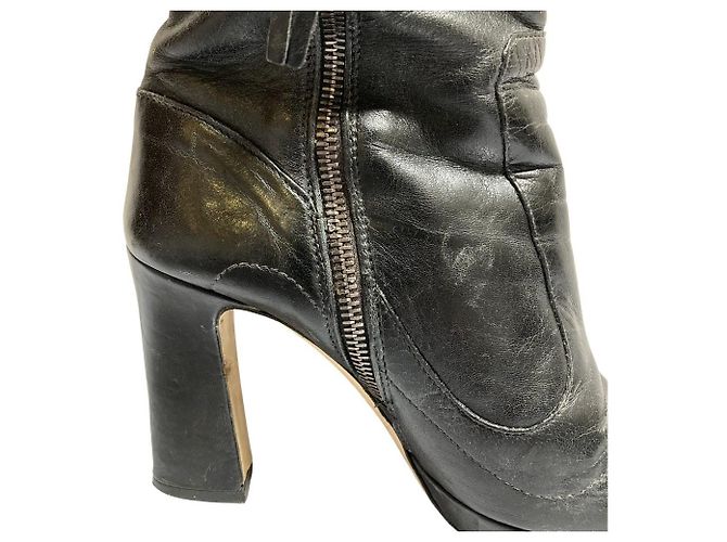 Miu Miu Leder Stiefeletten Schwarz - Ansicht 12