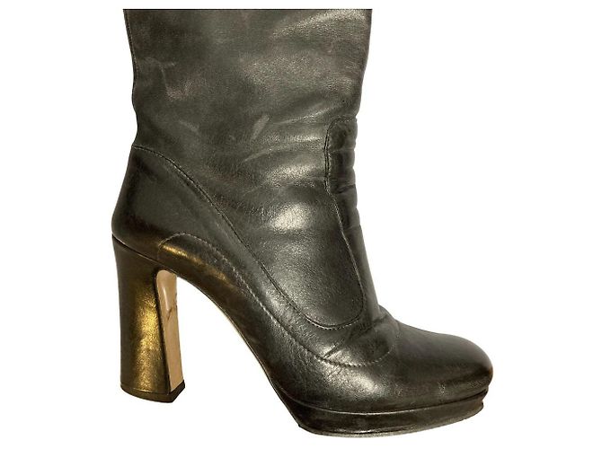 Miu Miu Leder Stiefeletten Schwarz - Ansicht 14