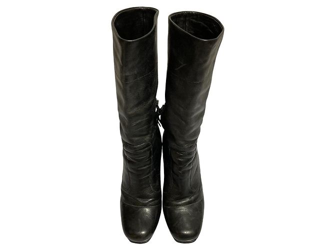 Miu Miu Leder Stiefeletten Schwarz - Ansicht 2