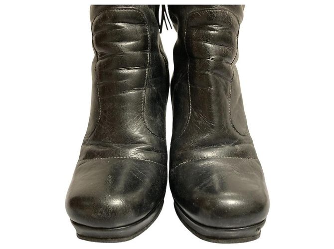 Miu Miu Leder Stiefeletten Schwarz - Ansicht 3