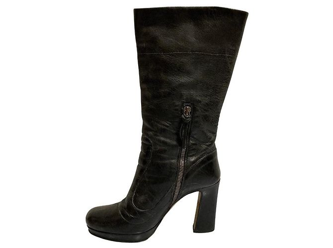 Miu Miu Leder Stiefeletten Schwarz - Ansicht 7