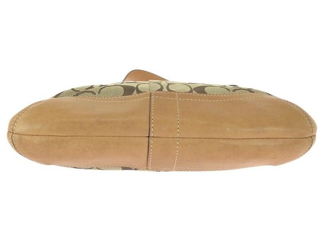 Borsa a tracolla Coach Signature Canvas Leather Marrone Argento Beige - vista 10