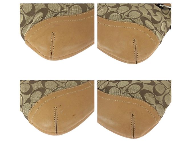 Borsa a tracolla Coach Signature Canvas Leather Marrone Argento Beige - vista 3