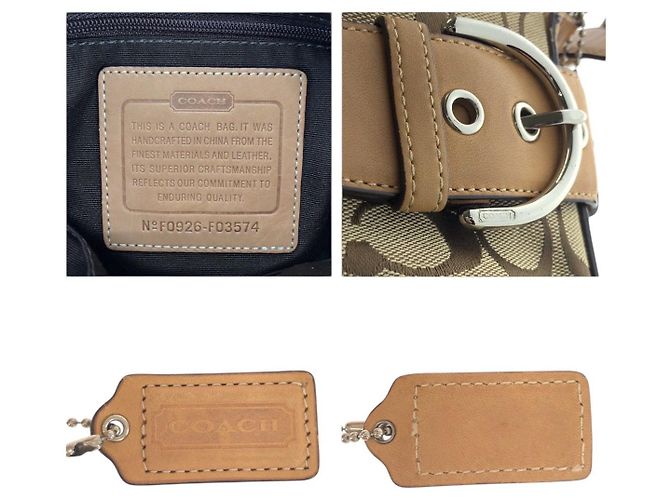 Borsa a tracolla Coach Signature Canvas Leather Marrone Argento Beige - vista 4