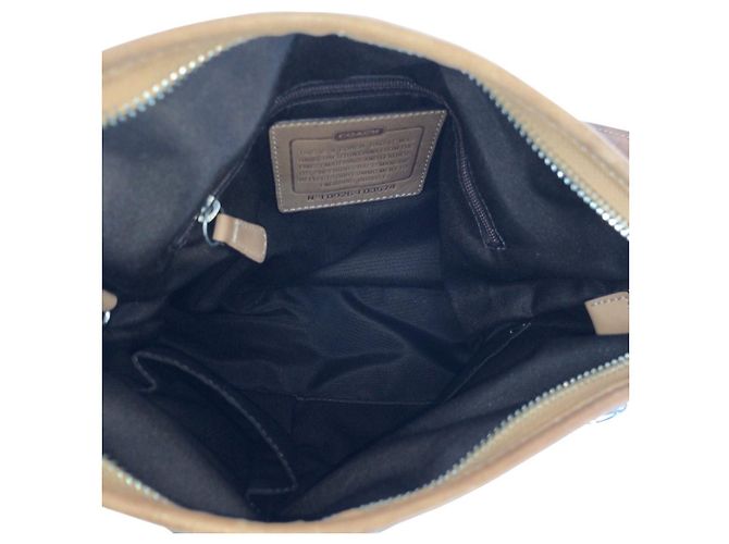 Borsa a tracolla Coach Signature Canvas Leather Marrone Argento Beige - vista 9