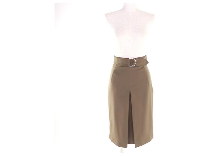 Falda ajustada de lana Hermès 34 Castaño - vista 2