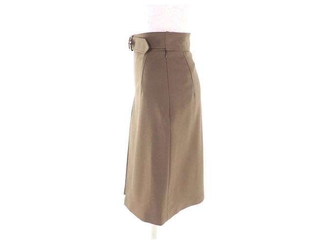 Falda ajustada de lana Hermès 34 Castaño - vista 3