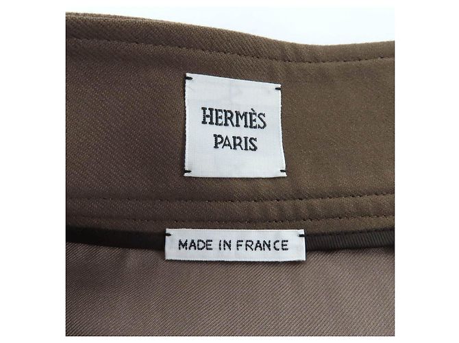 Falda ajustada de lana Hermès 34 Castaño - vista 7