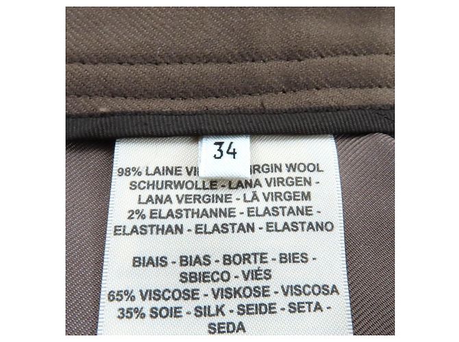 Falda ajustada de lana Hermès 34 Castaño - vista 8