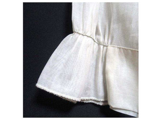 Autre Marque Peserico Monile Chiffon Pullover-Bluse Beige Roh - Ansicht 4