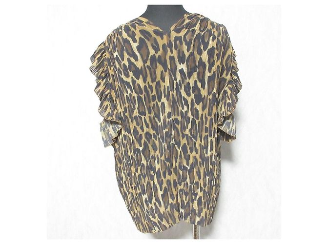 Autre Marque Blusa plisada de leopardo MOGA Castaño - vista 2