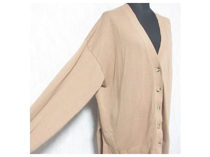 Autre Marque PLST V-Ausschnitt Baumwollstrick-Cardigan Braun - Ansicht 4