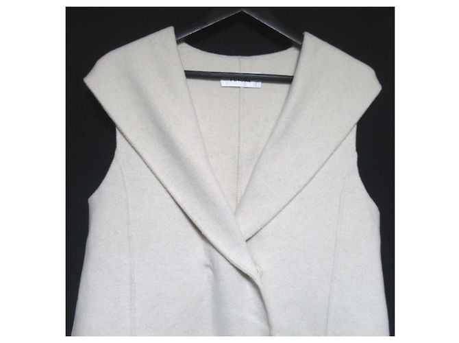Autre Marque Gilet lungo con cappuccio PINORE Bianco Crudo - vista 3