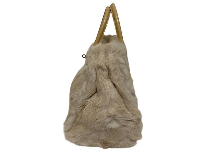 Autre Marque Bolso Tote de piel de conejo KANEKO ISAO Beige - vista 2