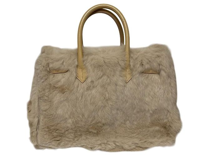 Autre Marque Bolso Tote de piel de conejo KANEKO ISAO Beige - vista 3