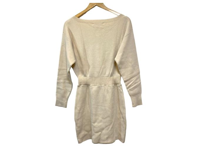 Autre Marque Herlipto Simone Strick-Minikleid Weiß Roh - Ansicht 2