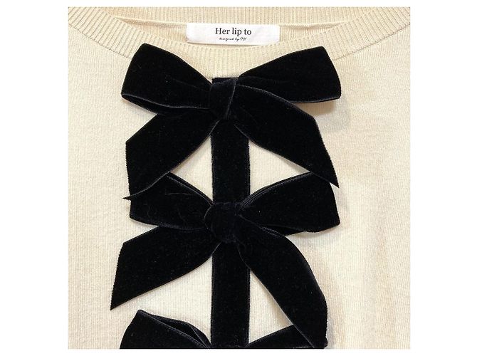 Autre Marque Herlipto Simone Strick-Minikleid Weiß Roh - Ansicht 3