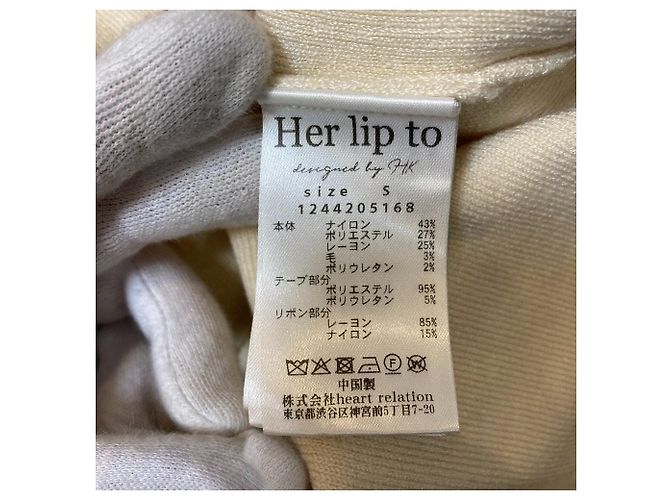 Autre Marque Herlipto Simone Strick-Minikleid Weiß Roh - Ansicht 7