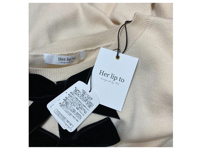 Autre Marque Herlipto Simone Strick-Minikleid Weiß Roh - Ansicht 8