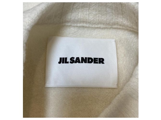Jil Sander Strickpullover mit Fransen Weiß Roh - Ansicht 5