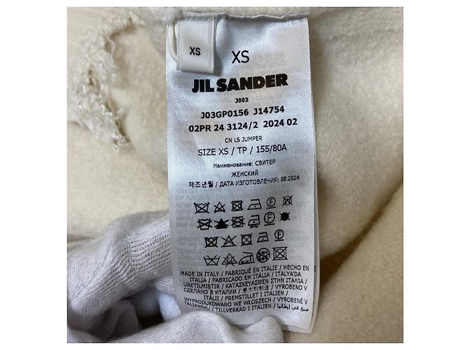 Jil Sander Strickpullover mit Fransen Weiß Roh - Ansicht 6