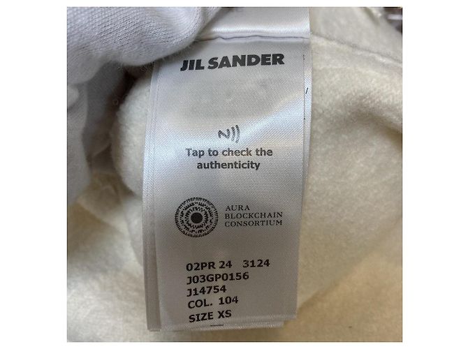 Jil Sander Strickpullover mit Fransen Weiß Roh - Ansicht 8
