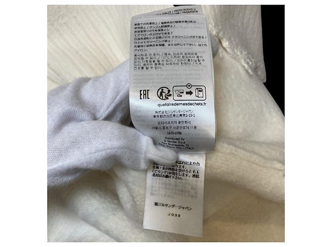 Jil Sander Strickpullover mit Fransen Weiß Roh - Ansicht 9