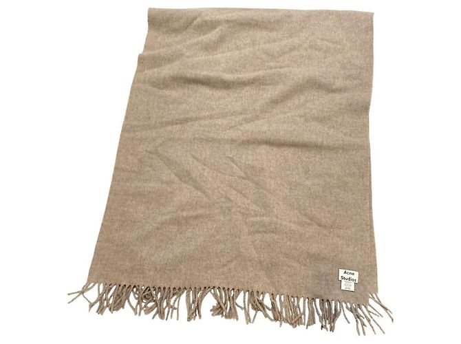 Acne Studios Wool Fringe Scarf Beige - view 2