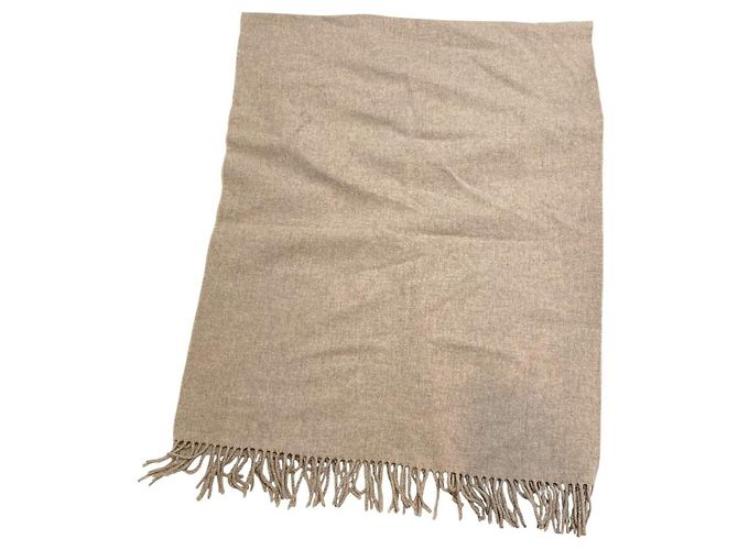 Acne Studios Wool Fringe Scarf Beige - view 4