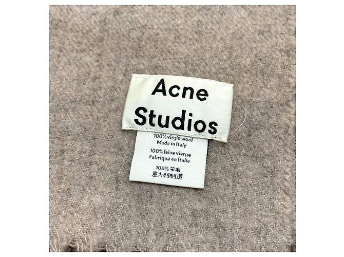 Acne Studios Wool Fringe Scarf Beige - view 6