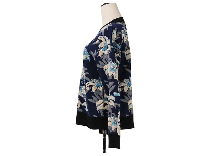 Autre Marque Dries Van Noten Jacquard-Strickpullover Blau Marineblau - Ansicht 3