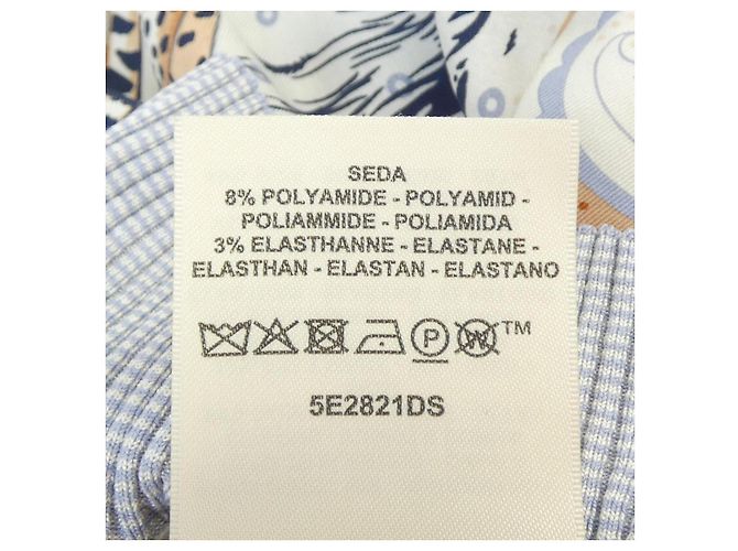Hermès Hermes GUEPARDS ET PALMETTES Silk Knit Marrom Azul Bege - vista 4
