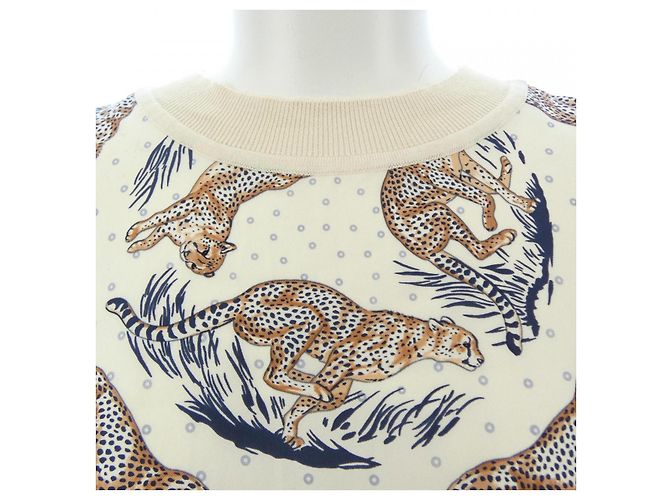 Hermès Hermes GUEPARDS ET PALMETTES Silk Knit Marrom Azul Bege - vista 6