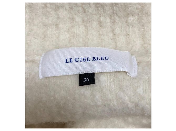 Autre Marque LE CIEL BLEU Alpaka-Woll-Bouclé-Strick mit V-Ausschnitt Weiß - Ansicht 4