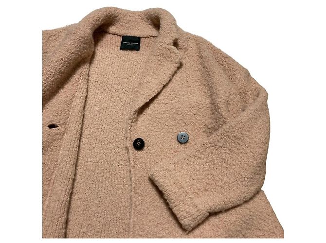 Autre Marque Cappotto giacca doppia in bouclé misto alpaca Roberto Collina Rosa - vista 3