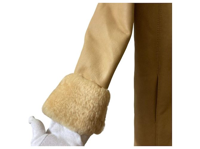 Chaqueta abrigo de piel de oveja Loewe Castaño Camello - vista 3