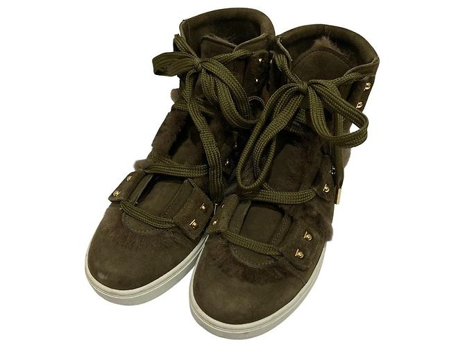 Sneaker in shearling Salvatore Ferragamo SOLDA Verde Cachi - vista 2