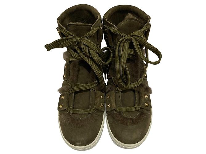 Sneaker in shearling Salvatore Ferragamo SOLDA Verde Cachi - vista 3