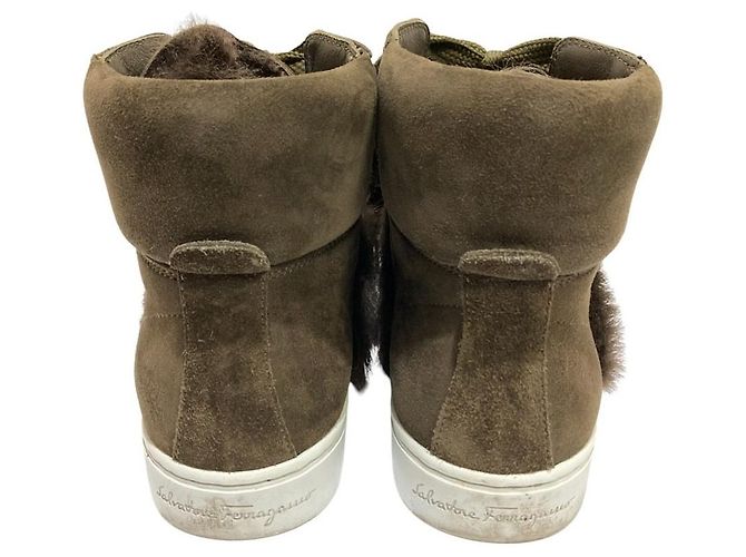 Sneaker in shearling Salvatore Ferragamo SOLDA Verde Cachi - vista 8
