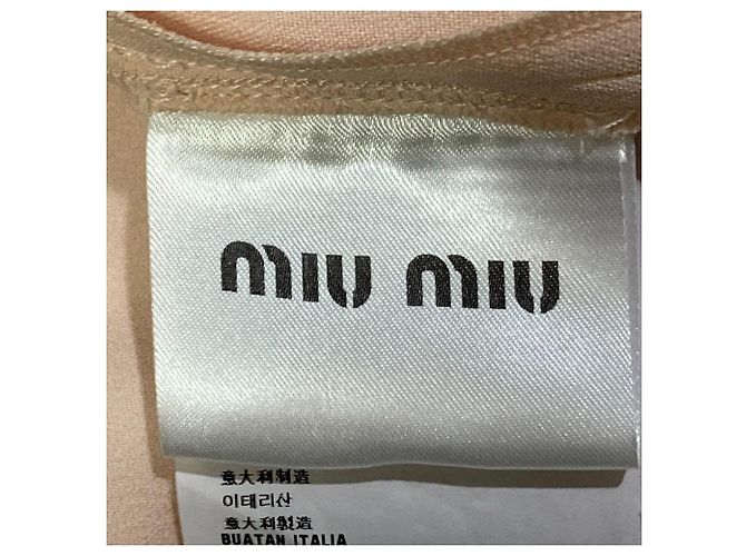 Abito in crepe a maniche corte Miu Miu Beige - vista 6
